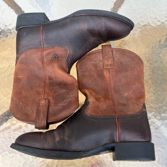 Ariat Western Cowboy Heritage Roper Boots Distressed Brown - Picture 5 of 15